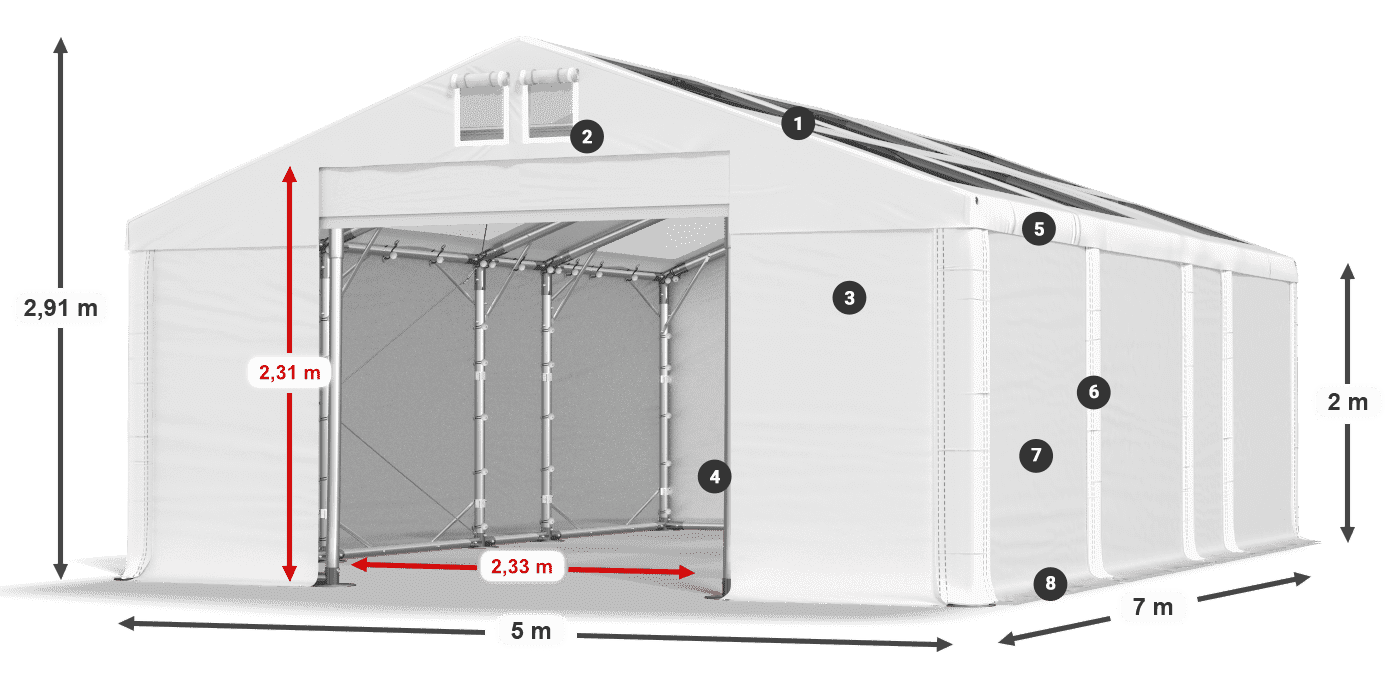 Krov: MS T 580 PVC Zidovi: FR 620 PVC Legenda od 2 m