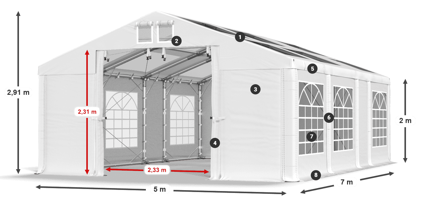 Krov: MS T 580 PVC Zidovi: FR 620 PVC Legenda od 2 m