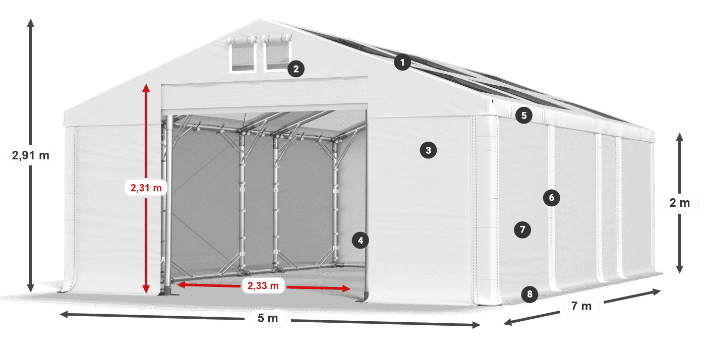 Krov: MS T 580 PVC Zidovi: FR 620 PVC Legenda od 2 m