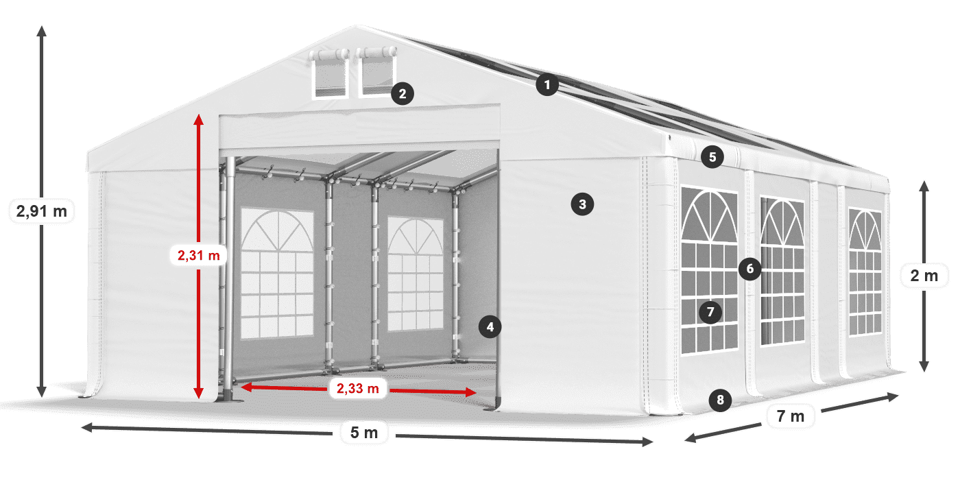 Krov: MS T 580 PVC Zidovi: FR 620 PVC Legenda od 2 m