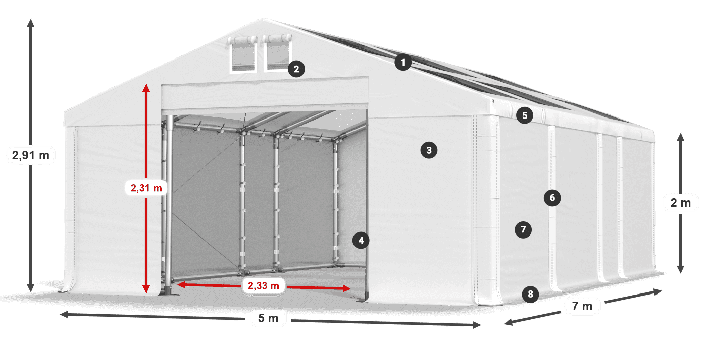 Krov: MS T 580 PVC Zidovi: FR 620 PVC Legenda od 2 m