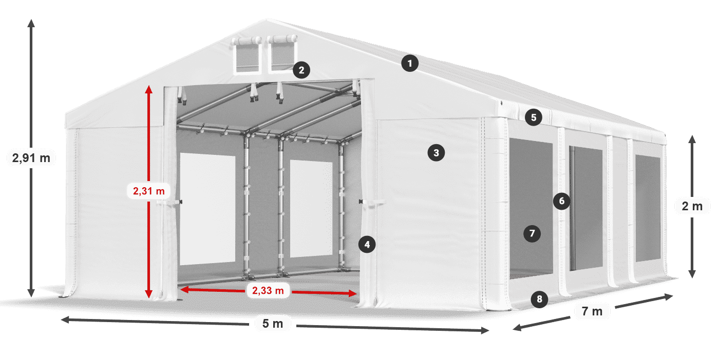 Krov: MS 580 PVC Zidovi: MS 580 PVC Legenda od 2 m