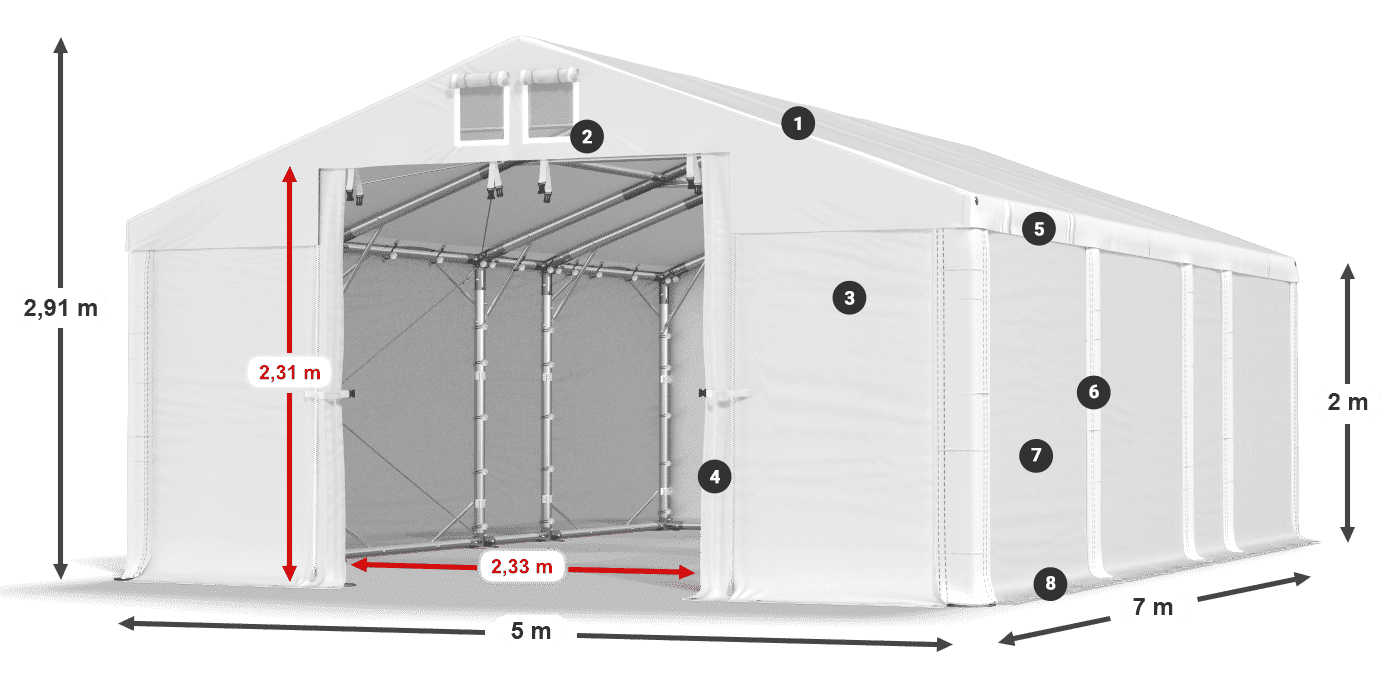 Krov: MS 580 PVC Zidovi: SD 500 PVC Legenda od 2 m