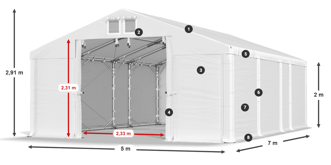Krov: MS 580 PVC Zidovi: SD 500 PVC Legenda od 2 m