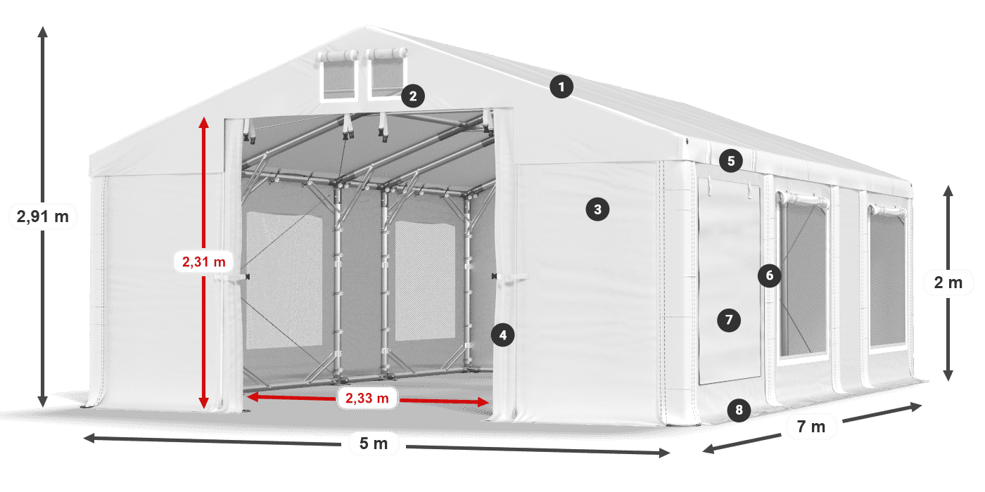 Krov: MS 580 PVC Zidovi: SD M 500 PVC Legenda od 2 m
