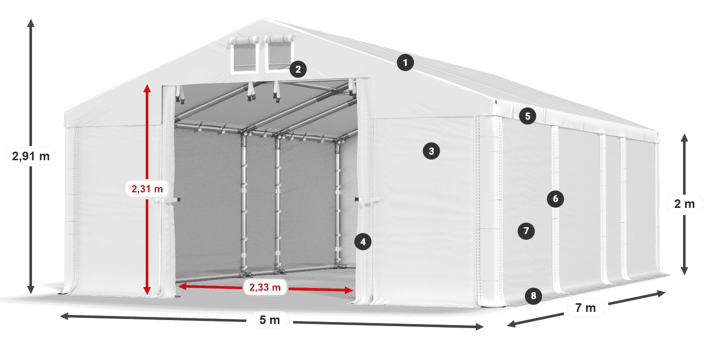 Krov: MS 580 PVC Zidovi: SD 500 PVC Legenda od 2 m