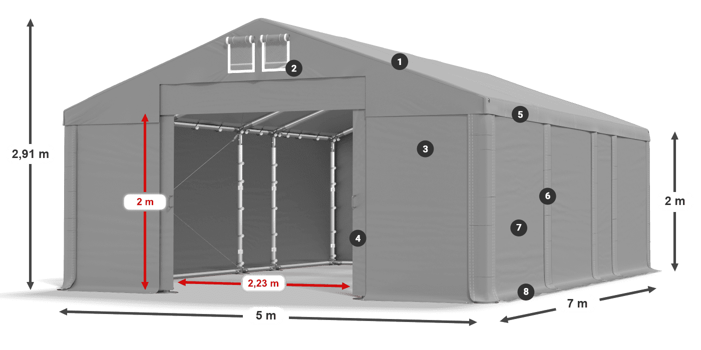 Krov: MS 580 PVC Zidovi: SD 500 PVC Legenda od 2 m