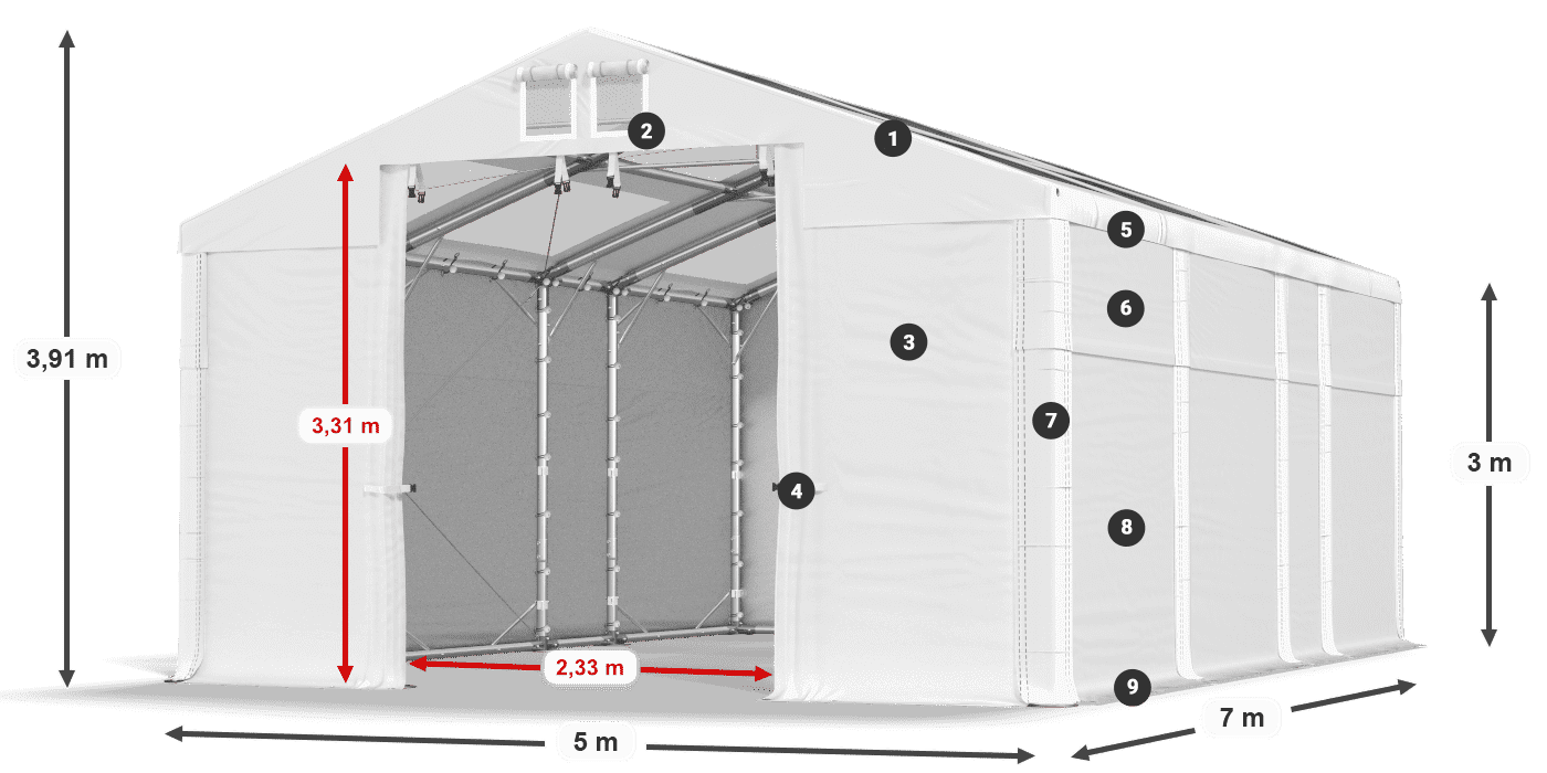 Krov: MS T 580 PVC Zidovi: SD 500 PVC Legenda od 3 m