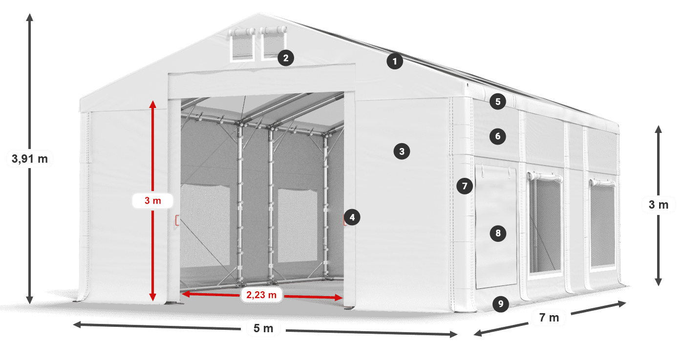 Krov: MS T 580 PVC Zidovi: SD M 500 PVC Legenda od 3 m