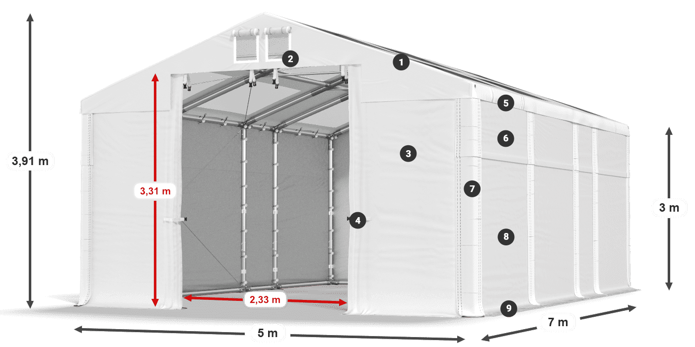Krov: MS T 580 PVC Zidovi: SD 500 PVC Legenda od 3 m