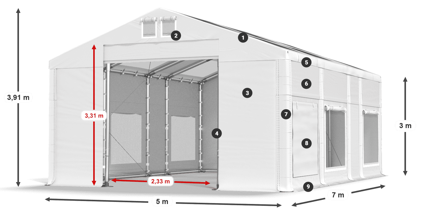 Krov: MS T 580 PVC Zidovi: SD M 500 PVC Legenda od 3 m