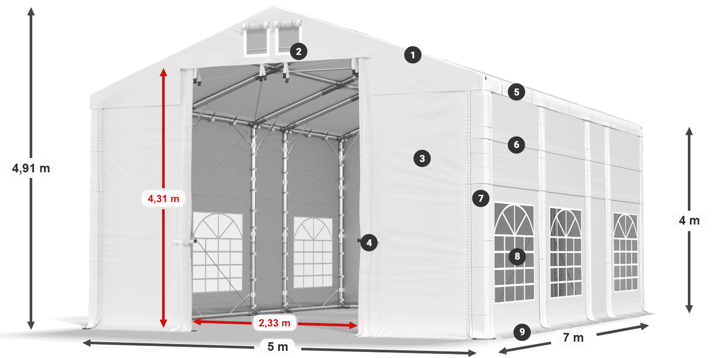 Krov: MS 580 PVC Zidovi: FR 620 PVC Legenda od 4 m