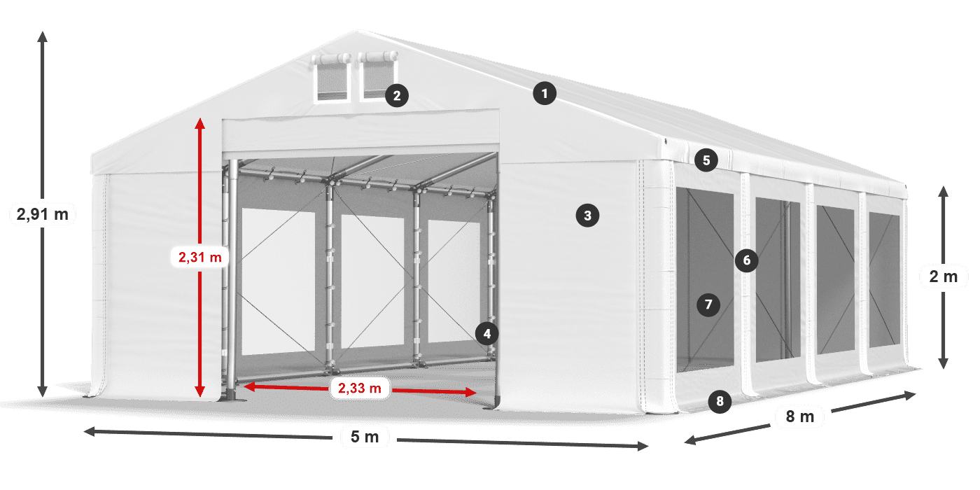 Krov: FR 620 PVC Zidovi: MS 580 PVC Legenda od 2 m