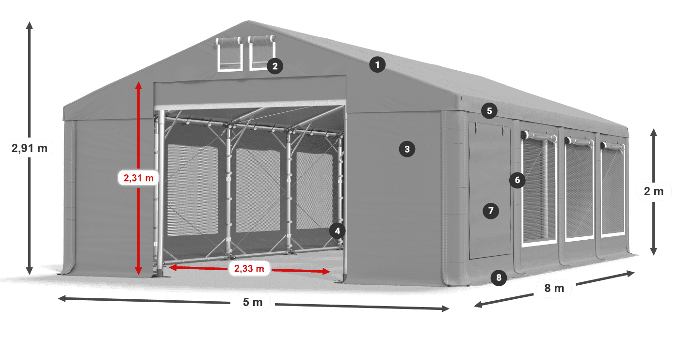 Krov: FR 620 PVC Zidovi: SD 500 PVC Legenda od 2 m