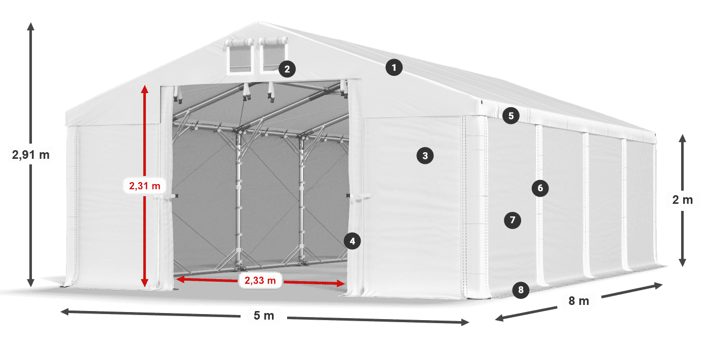 Krov: FR 620 PVC Zidovi: SD 500 PVC Legenda od 2 m