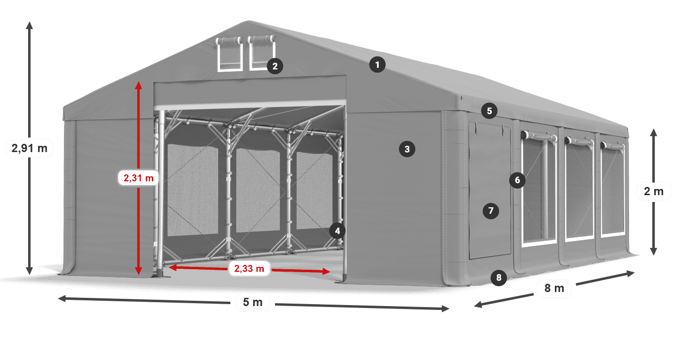 Krov: FR 620 PVC Zidovi: SD 500 PVC Legenda od 2 m