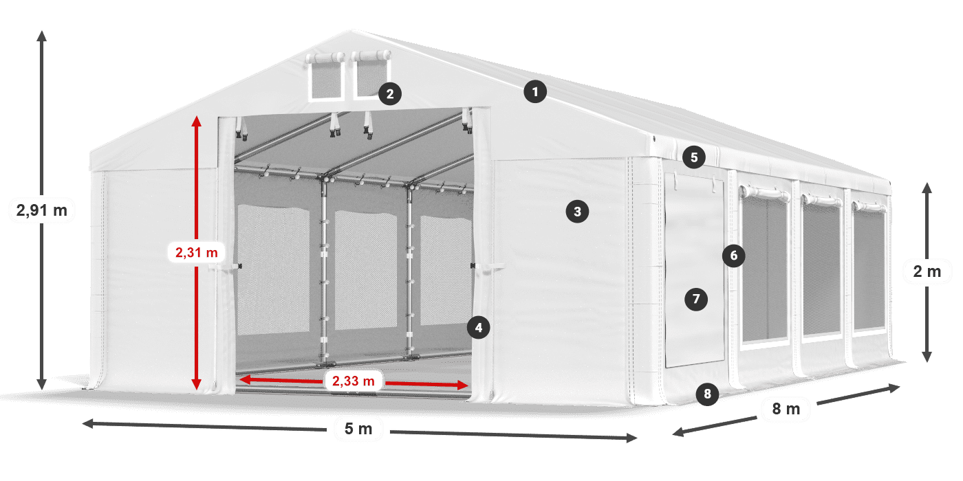 Krov: FR 620 PVC Zidovi: SD 500 PVC Legenda od 2 m