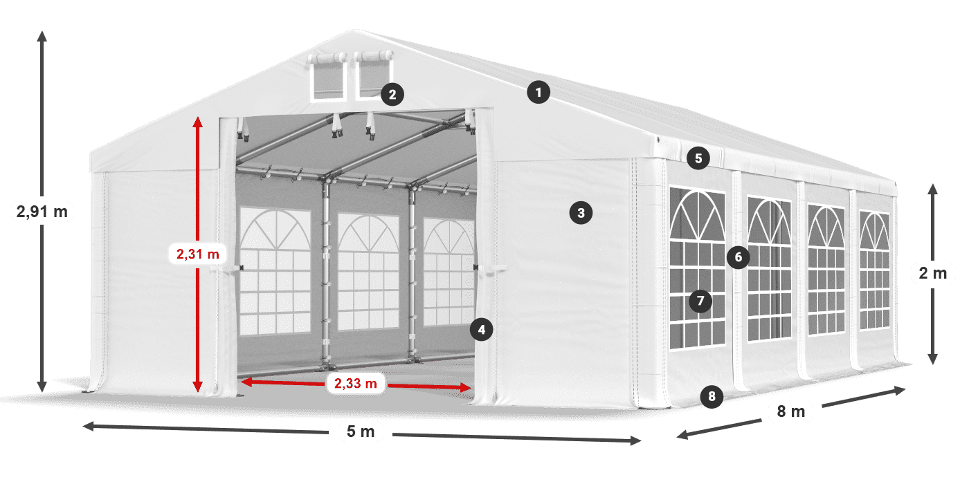 Krov: FR 620 PVC Zidovi: SD 500 PVC Legenda od 2 m