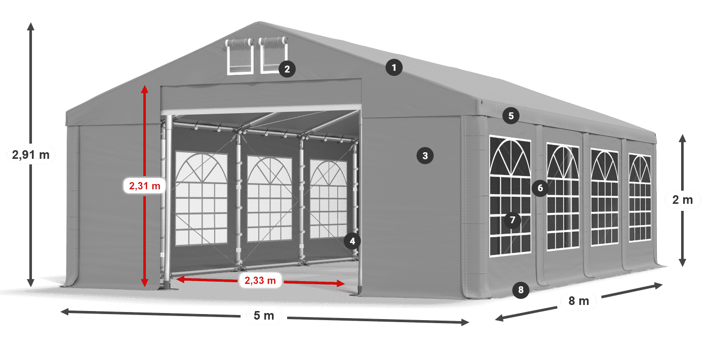 Krov: FR 620 PVC Zidovi: SD 500 PVC Legenda od 2 m
