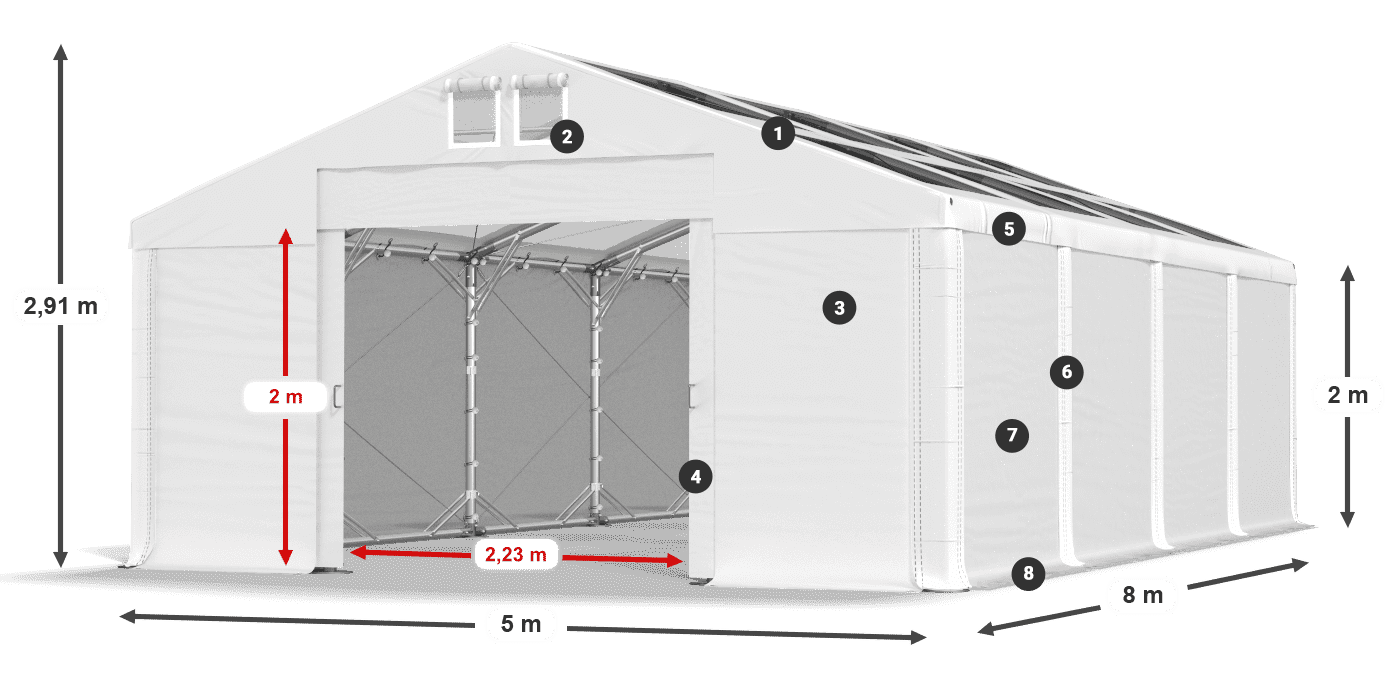 Krov: MS T 580 PVC Zidovi: FR 620 PVC Legenda od 2 m