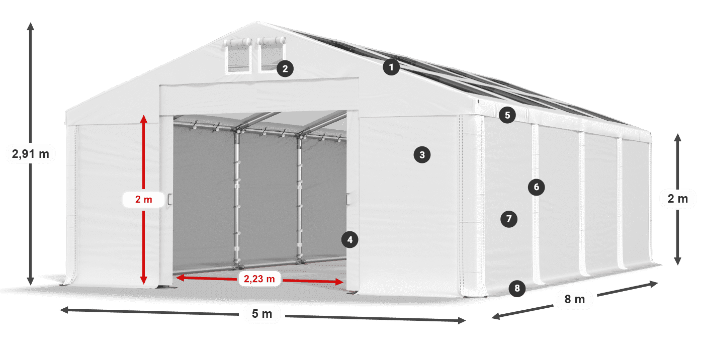 Krov: MS T 580 PVC Zidovi: FR 620 PVC Legenda od 2 m