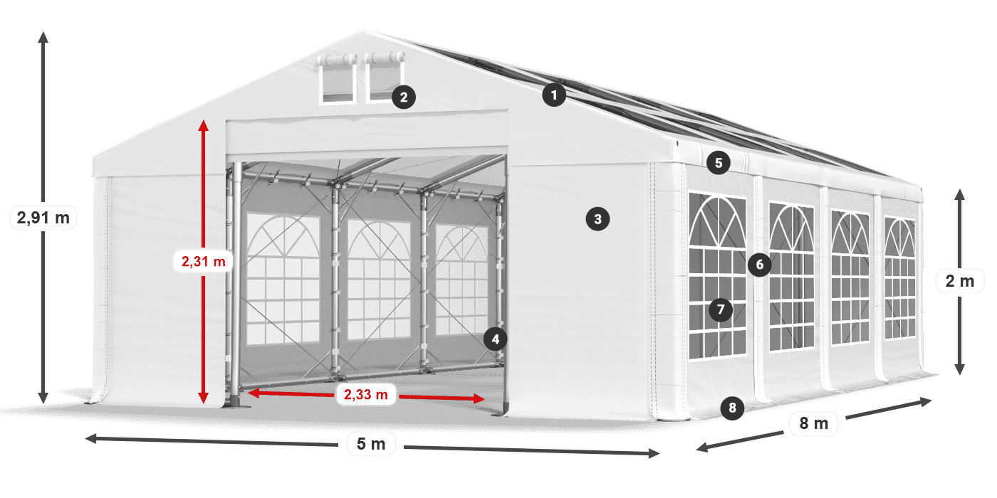 Krov: MS 580 PVC Zidovi: SD 500 PVC Legenda od 2 m
