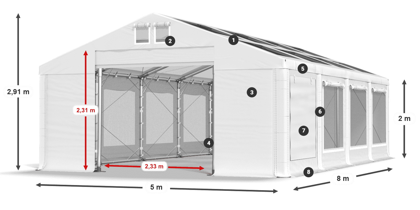 Krov: MS T 580 PVC Zidovi: SDM 500 PVC 2m legenda