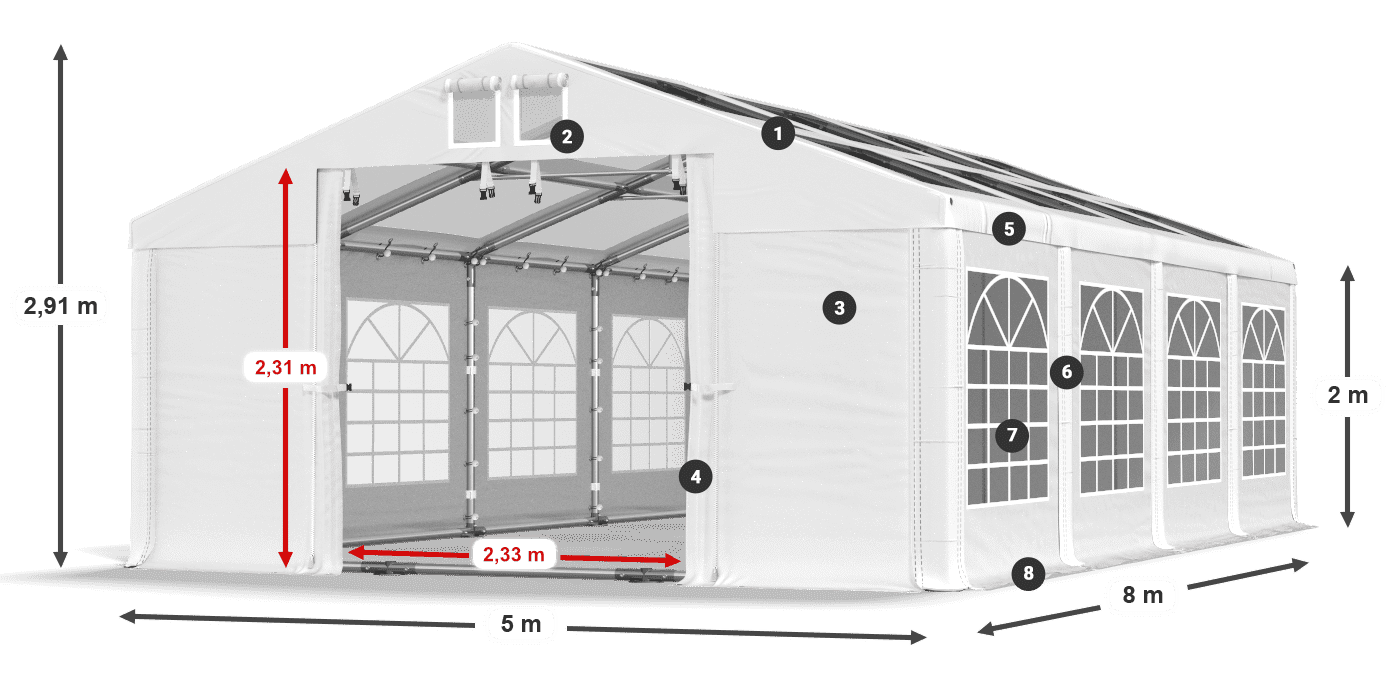 Krov: MS 580 PVC Zidovi: SD 500 PVC Legenda od 2 m