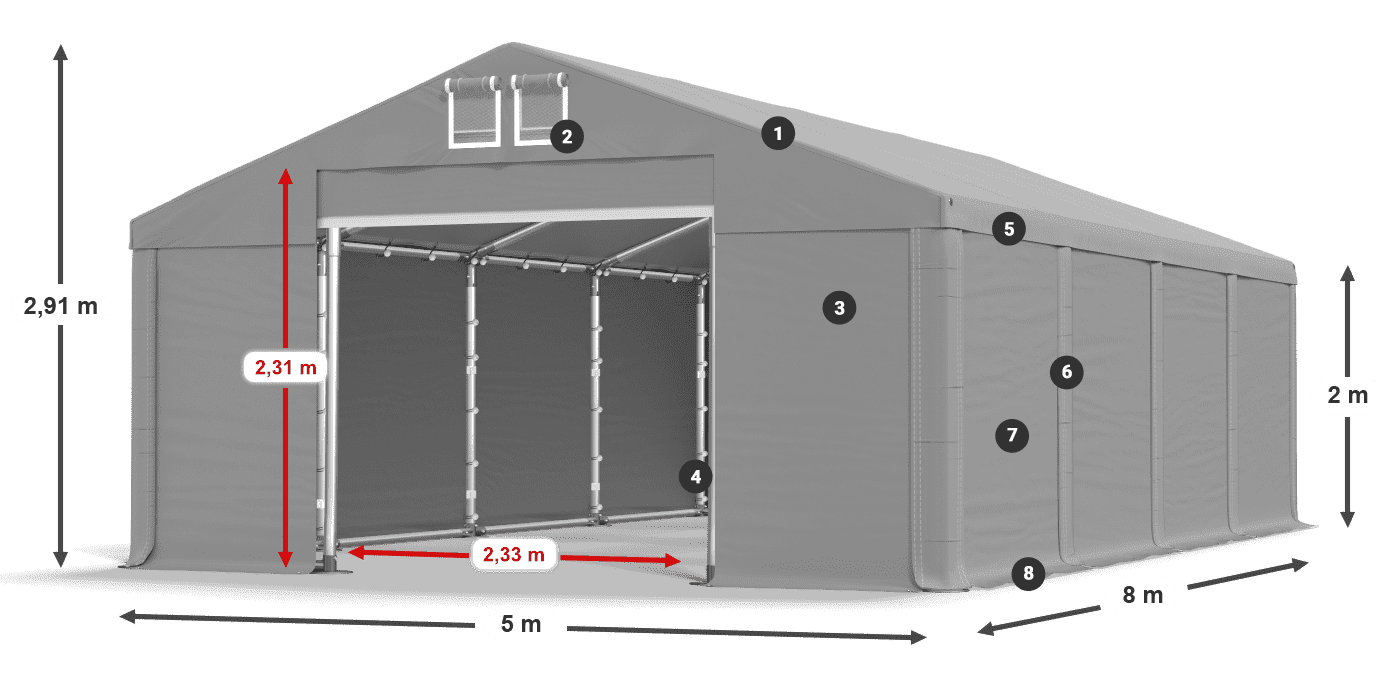 Krov: MS 580 PVC Zidovi: SD 500 PVC Legenda od 2 m