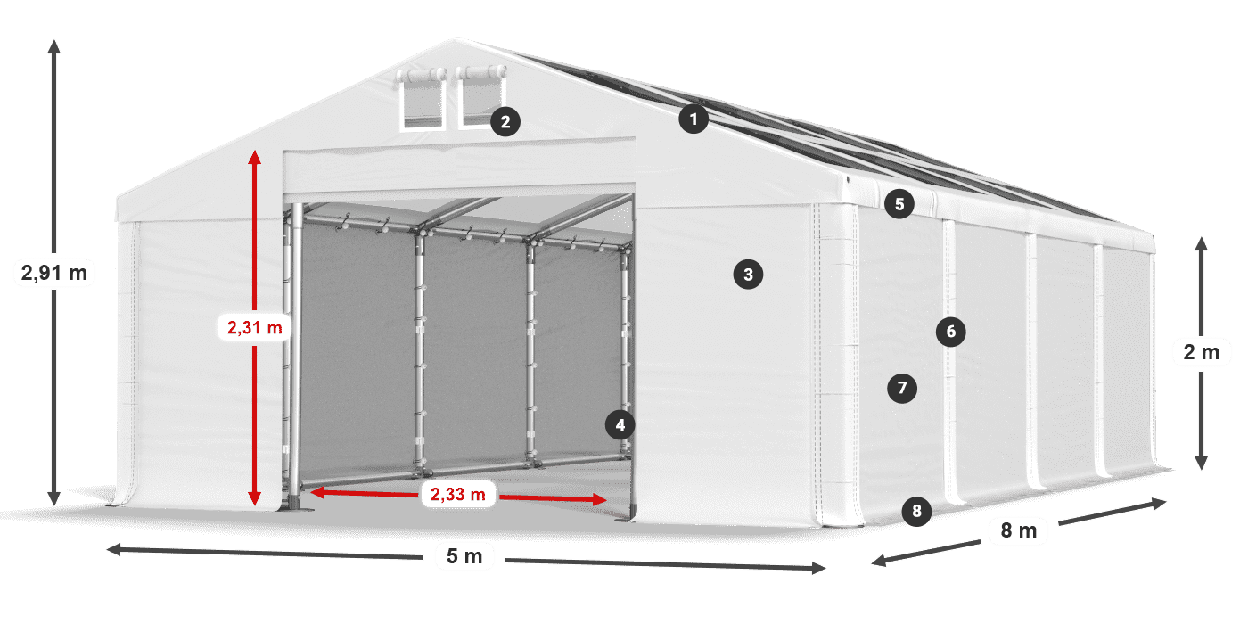 Krov: MS T 580 PVC Zidovi: SD 500 PVC Legenda od 2 m