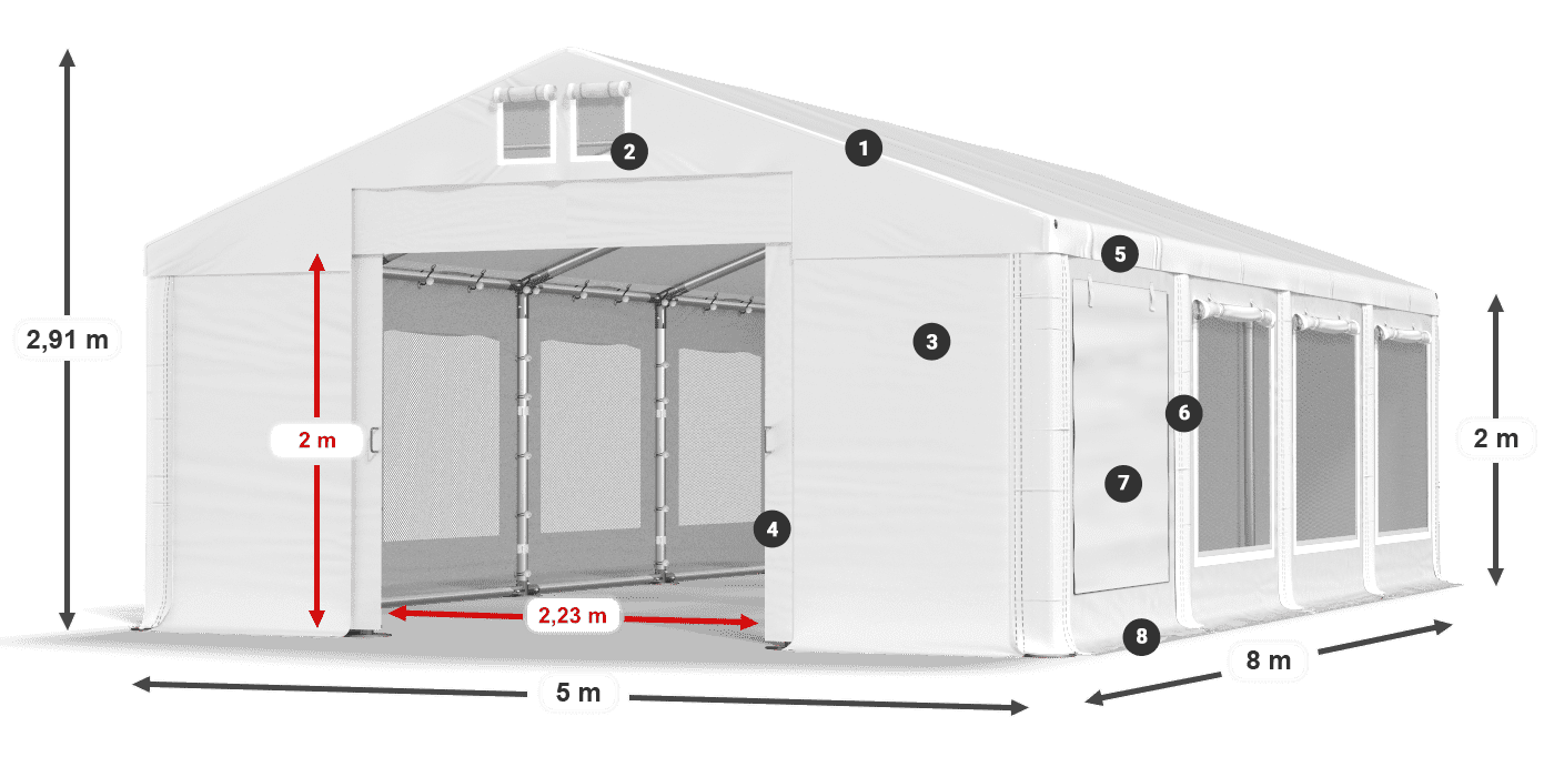 Krov: MS 580 PVC Zidovi: SD M 500 PVC Legenda od 2 m