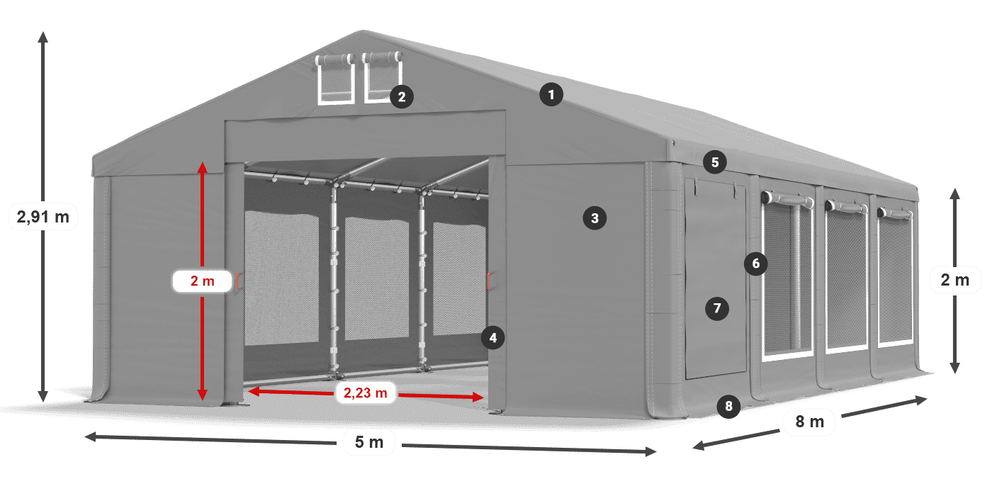 Krov: MS 580 PVC Zidovi: SD M 500 PVC Legenda od 2 m