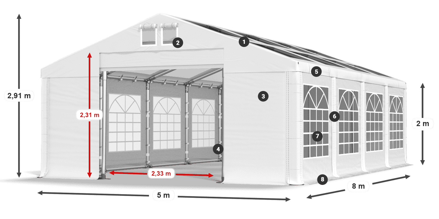 Krov: MS 580 PVC Zidovi: SD 500 PVC Legenda od 2 m