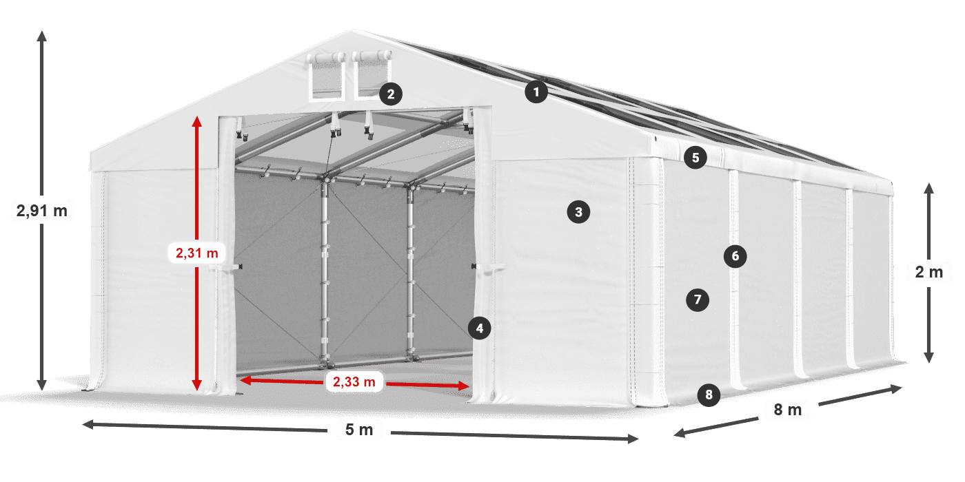 Krov: MS T 580 PVC Zidovi: SD 500 PVC Legenda od 2 m