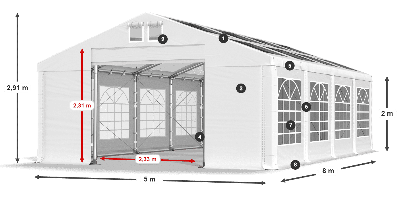 Krov: MS 580 PVC Zidovi: SD 500 PVC Legenda od 2 m