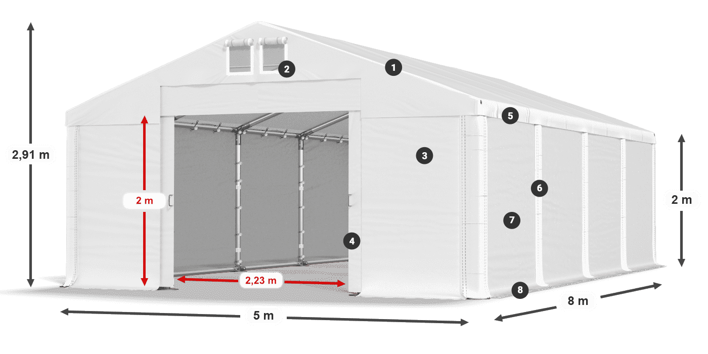 Krov: SD 560 PVC Zidovi: MS 580 PVC legenda 2m