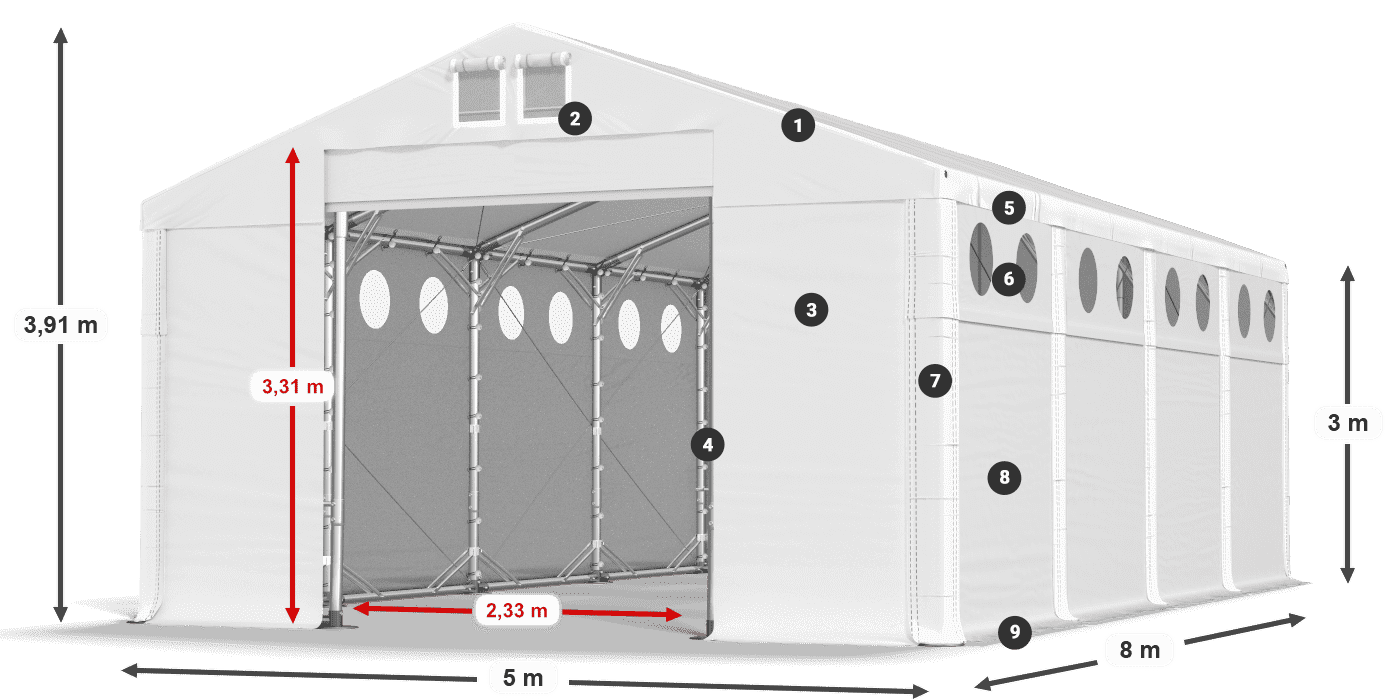 Krov: FR 620 PVC Zidovi: SD O 500 PVC Legenda od 3 m