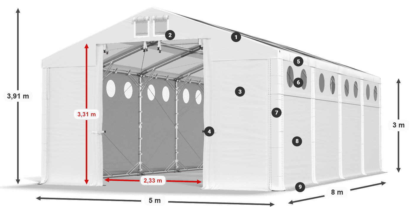 Krov: MS T 580 PVC Zidovi: SD O 500 PVC Legenda od 3 m