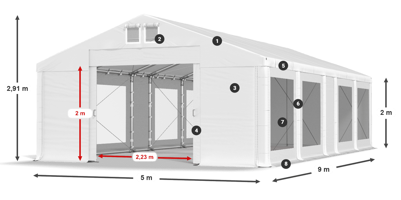 Krov: FR 620 PVC Zidovi: MS 580 PVC Legenda od 2 m