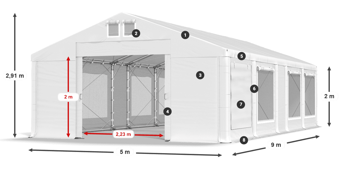 Krov: FR 620 PVC Zidovi: SD 500 PVC Legenda od 2 m