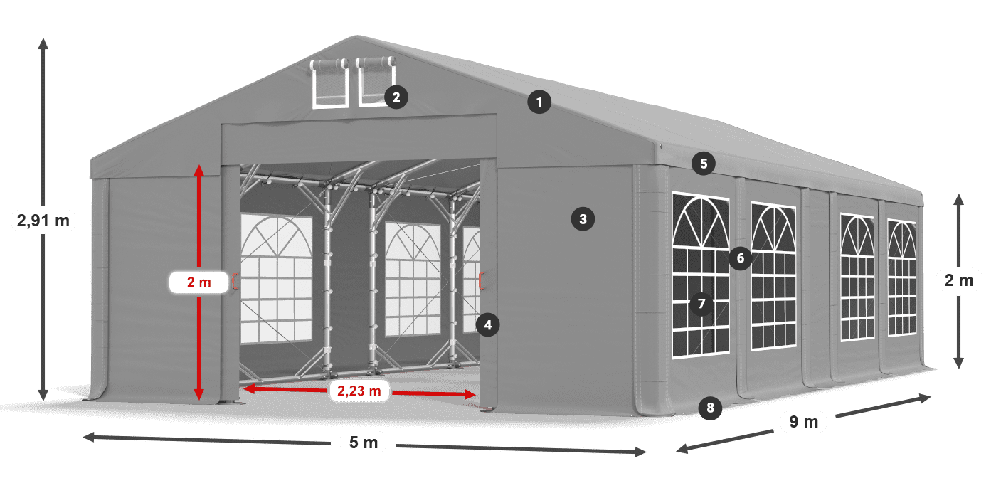 Krov: FR 620 PVC Zidovi: SD 500 PVC Legenda od 2 m