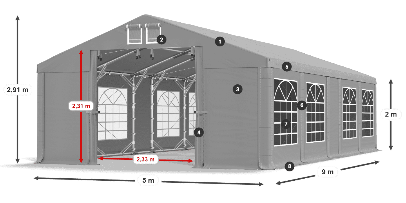 Krov: FR 620 PVC Zidovi: SD 500 PVC Legenda od 2 m