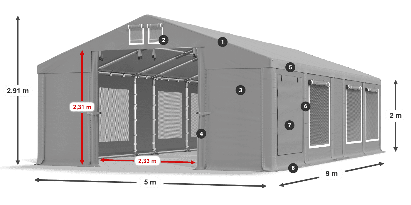 Krov: FR 620 PVC Zidovi: SD 500 PVC Legenda od 2 m