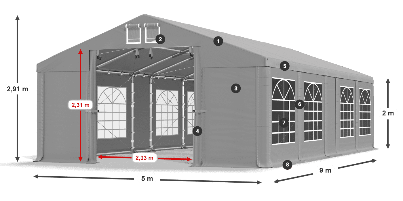 Krov: FR 620 PVC Zidovi: SD 500 PVC Legenda od 2 m