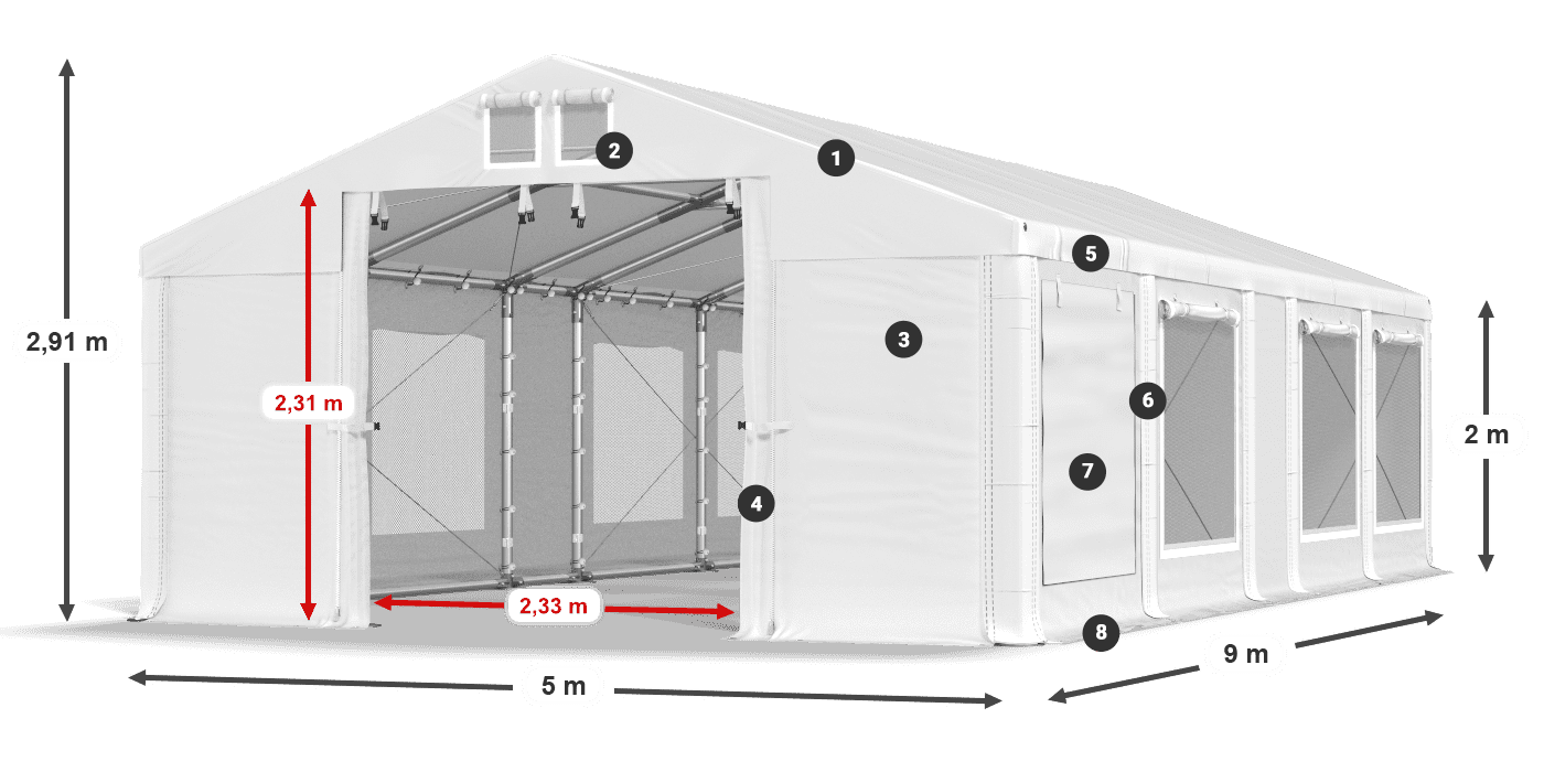 Krov: FR 620 PVC Zidovi: SD 500 PVC Legenda od 2 m