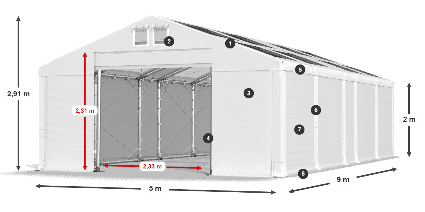Krov: MS T 580 PVC Zidovi: FR 620 PVC Legenda od 2 m