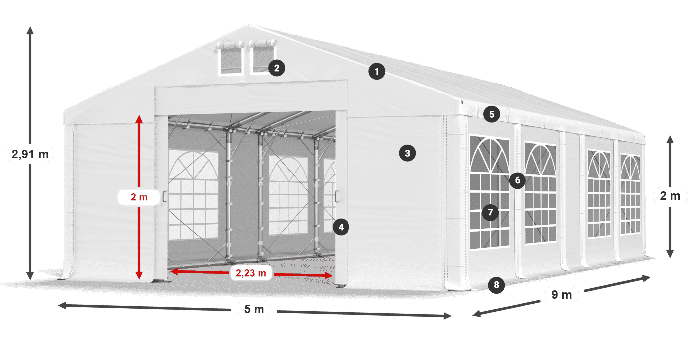 Krov: MS 580 PVC Zidovi: FR 620 PVC Legenda od 2 m
