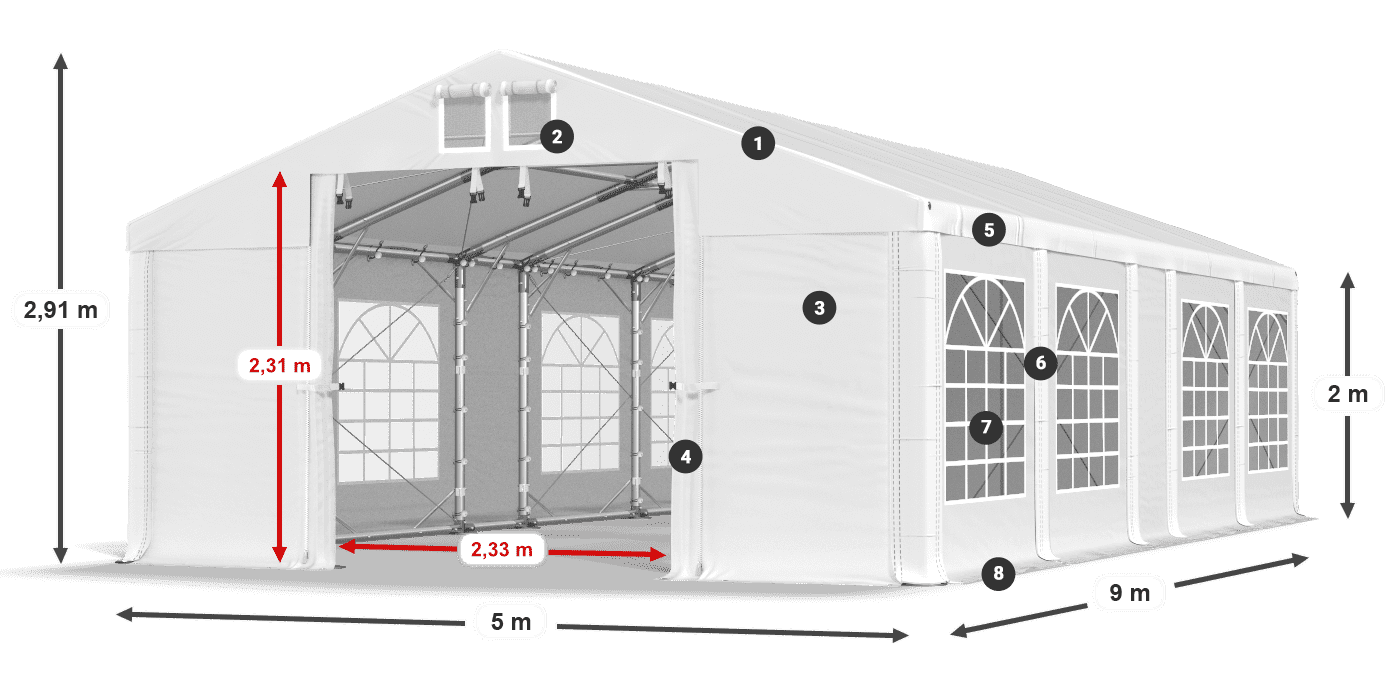 Krov: MS 580 PVC Zidovi: FR 620 PVC Legenda od 2 m