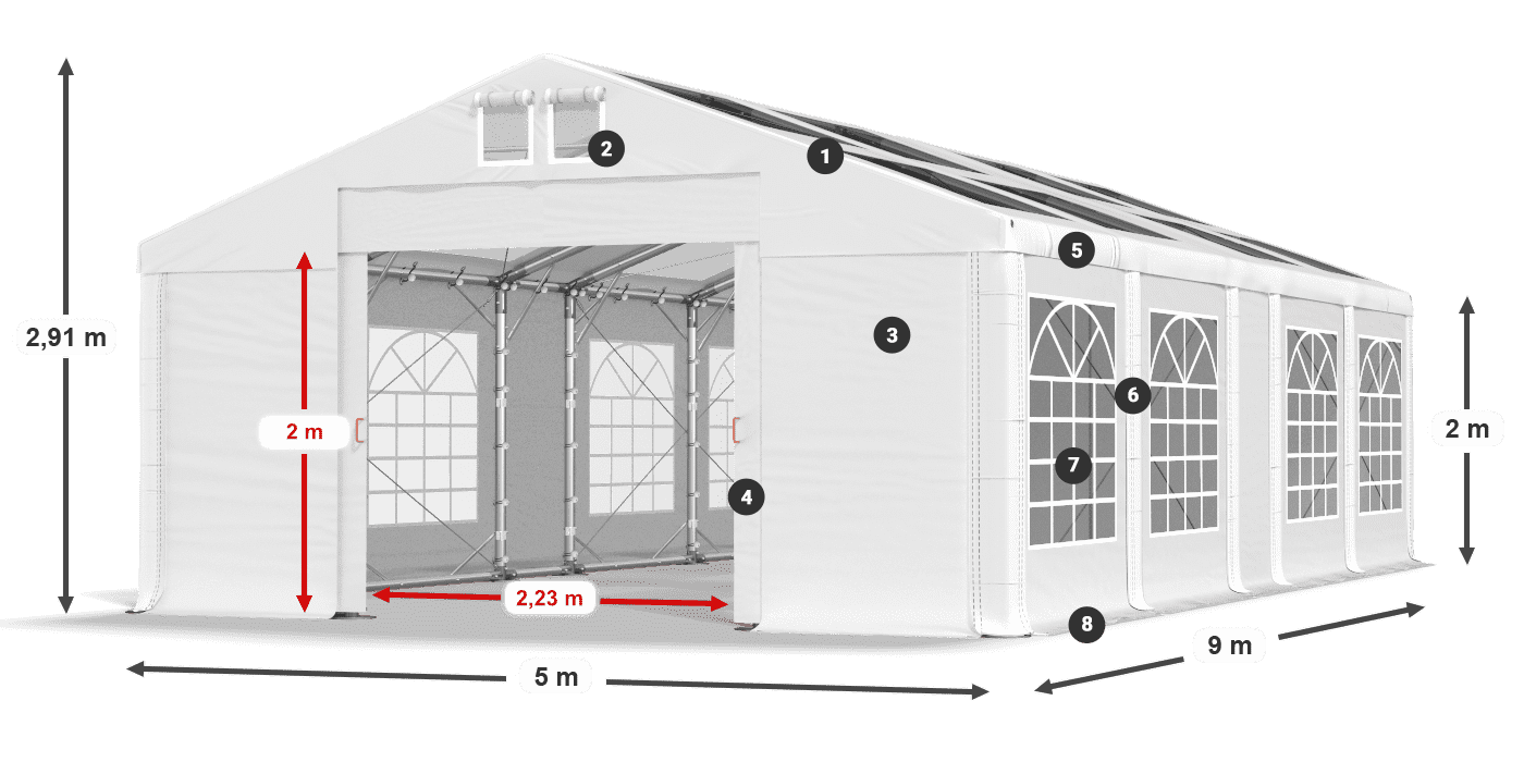 Krov: MS T 580 PVC Zidovi: FR 620 PVC Legenda od 2 m