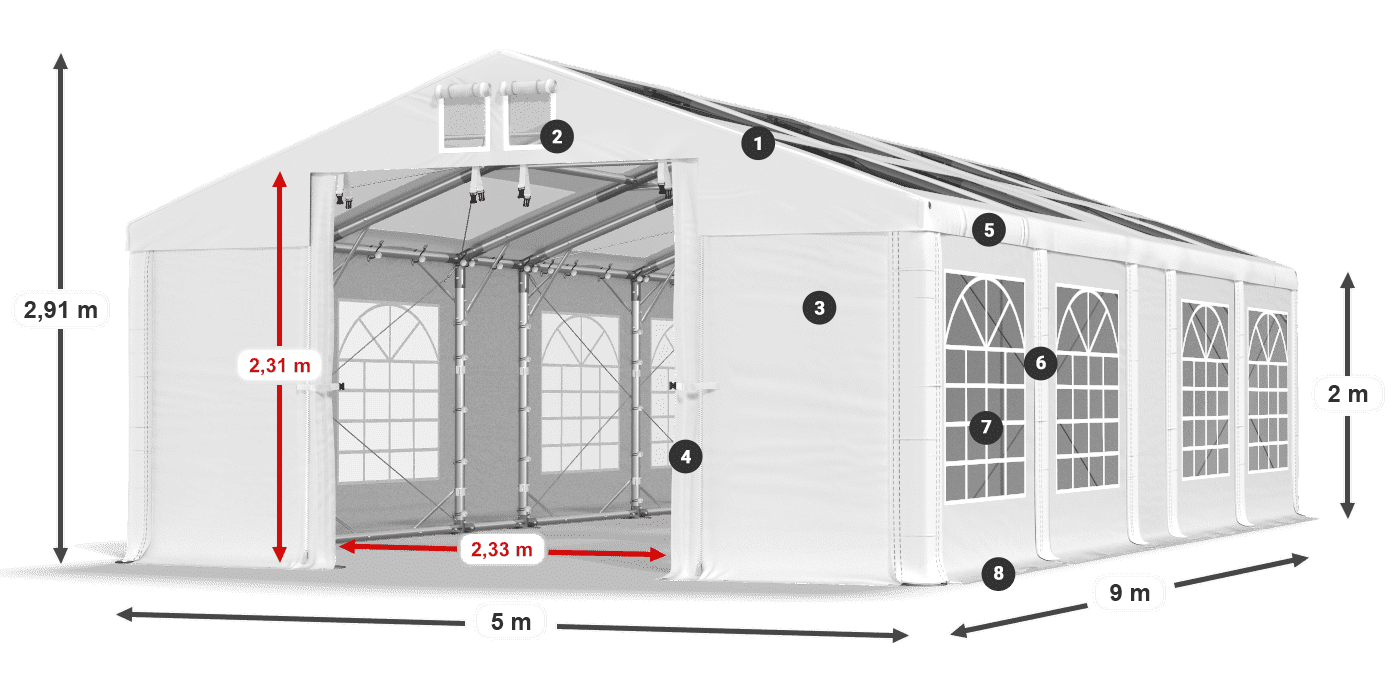 Krov: MS T 580 PVC Zidovi: FR 620 PVC Legenda od 2 m